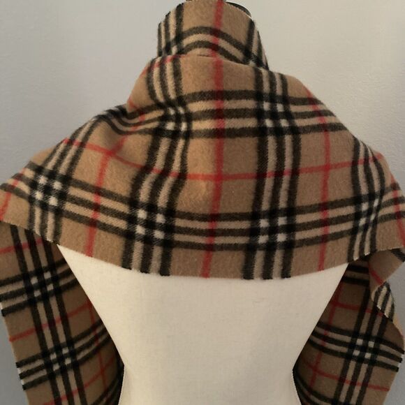 Vintage Burberrys Burberry Camel Nova Check Cashmere Scarf 57" x 12" - Picture 3 of 8